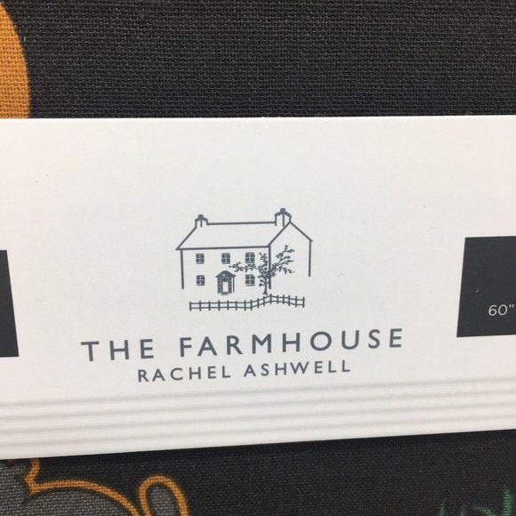 Rachel Ashwell Halloween Black Tablecloth 60" R Haunted House Pumpkin Ghost Cat - Picture 7 of 8